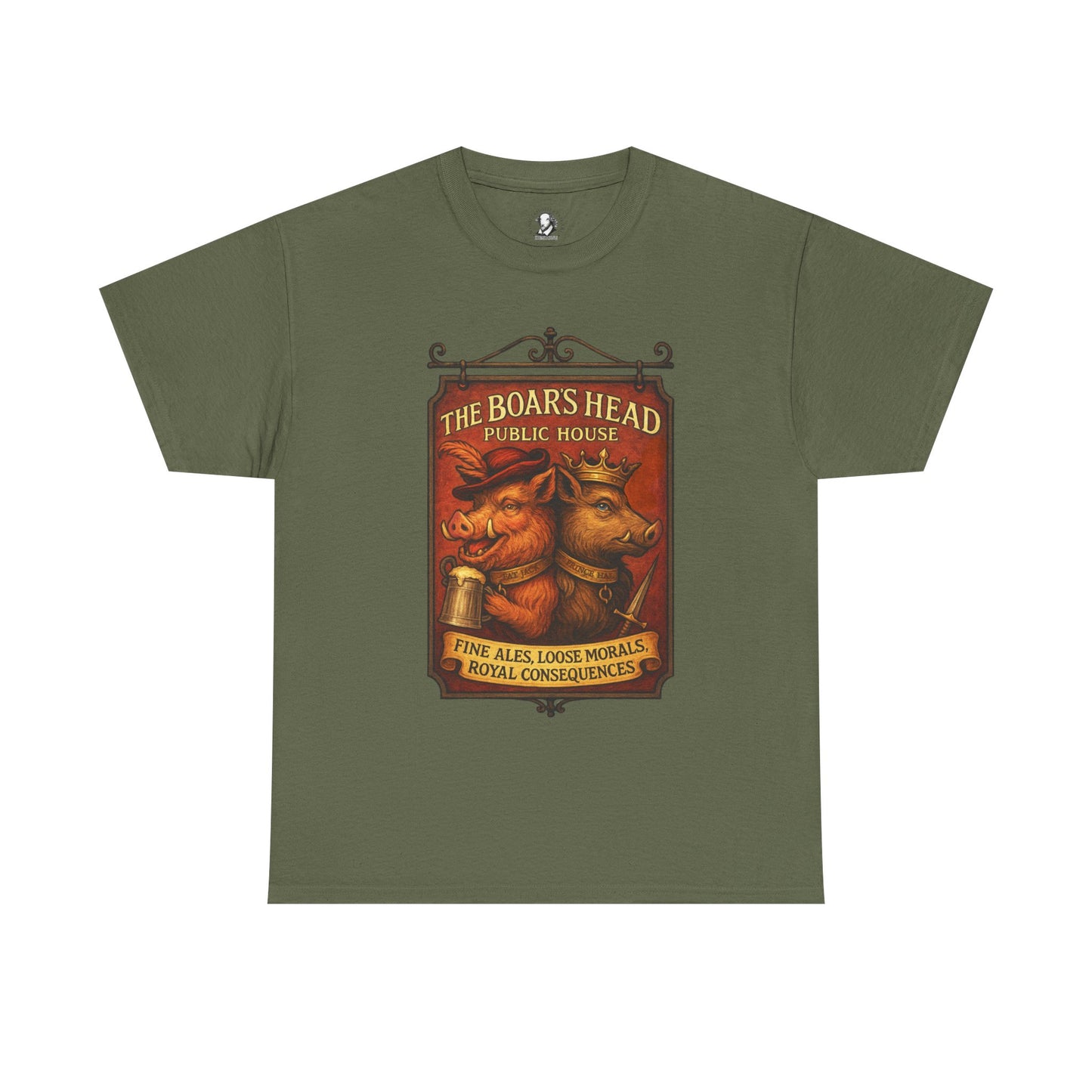 Shakespeare Gift - The Boars Head Pub Shirt - Falstaff & Hals Eastcheap Tavern Sign - A Tee for Theatrical Scoundrels