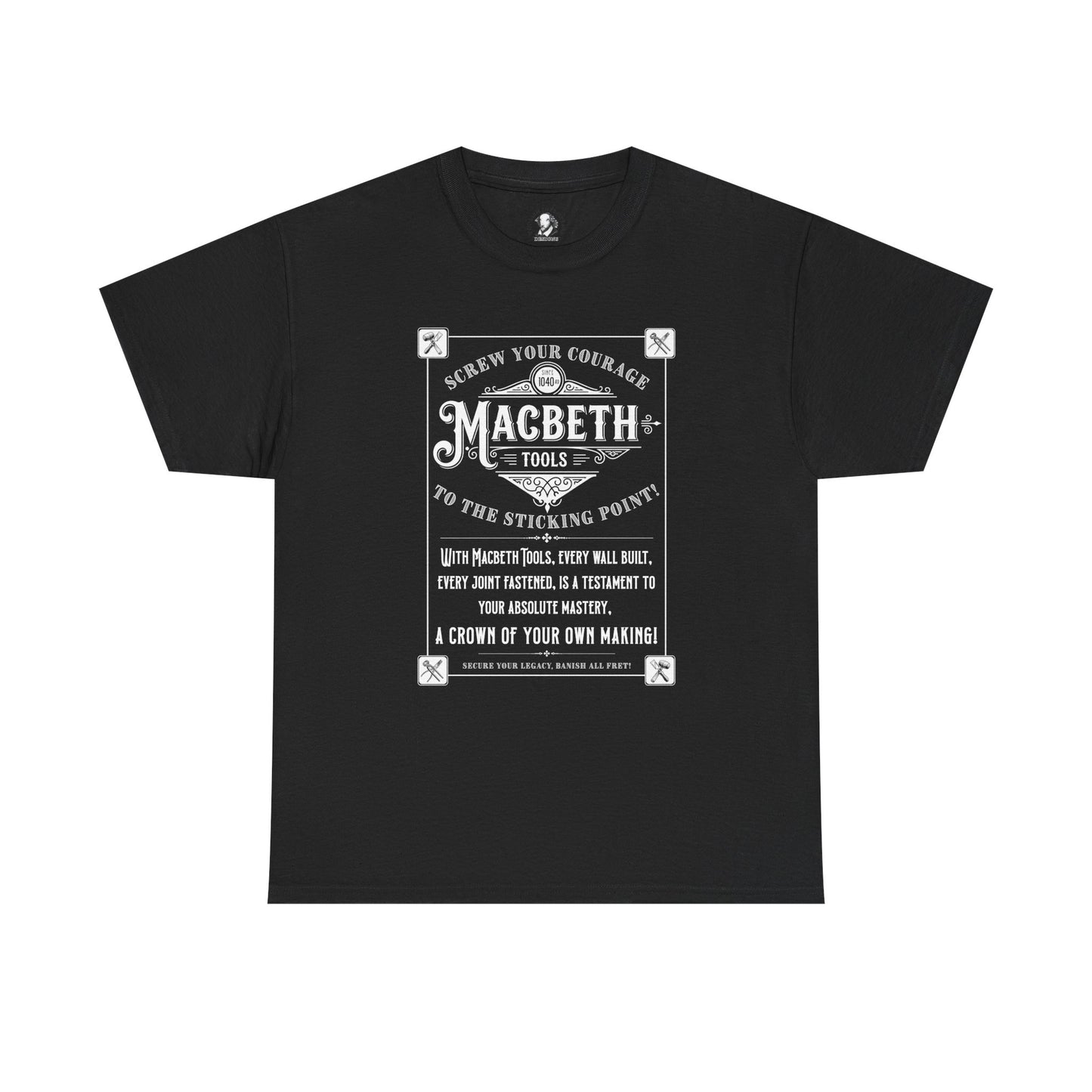 Shakespeare T-Shirt - Macbeth Tools Vintage Tee - 'Screw Your Courage' Victorian-Style Shakespeare Shirt, Actor Life