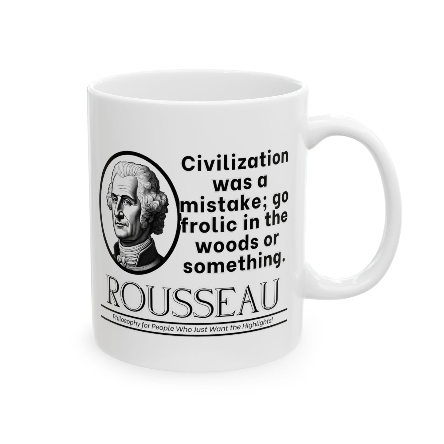 Rousseau, Ceramic Mug - Philosophical Tribute, Funny Coffee Cup, Gift for Thinkers, Birthday Present, Kitchen Decor