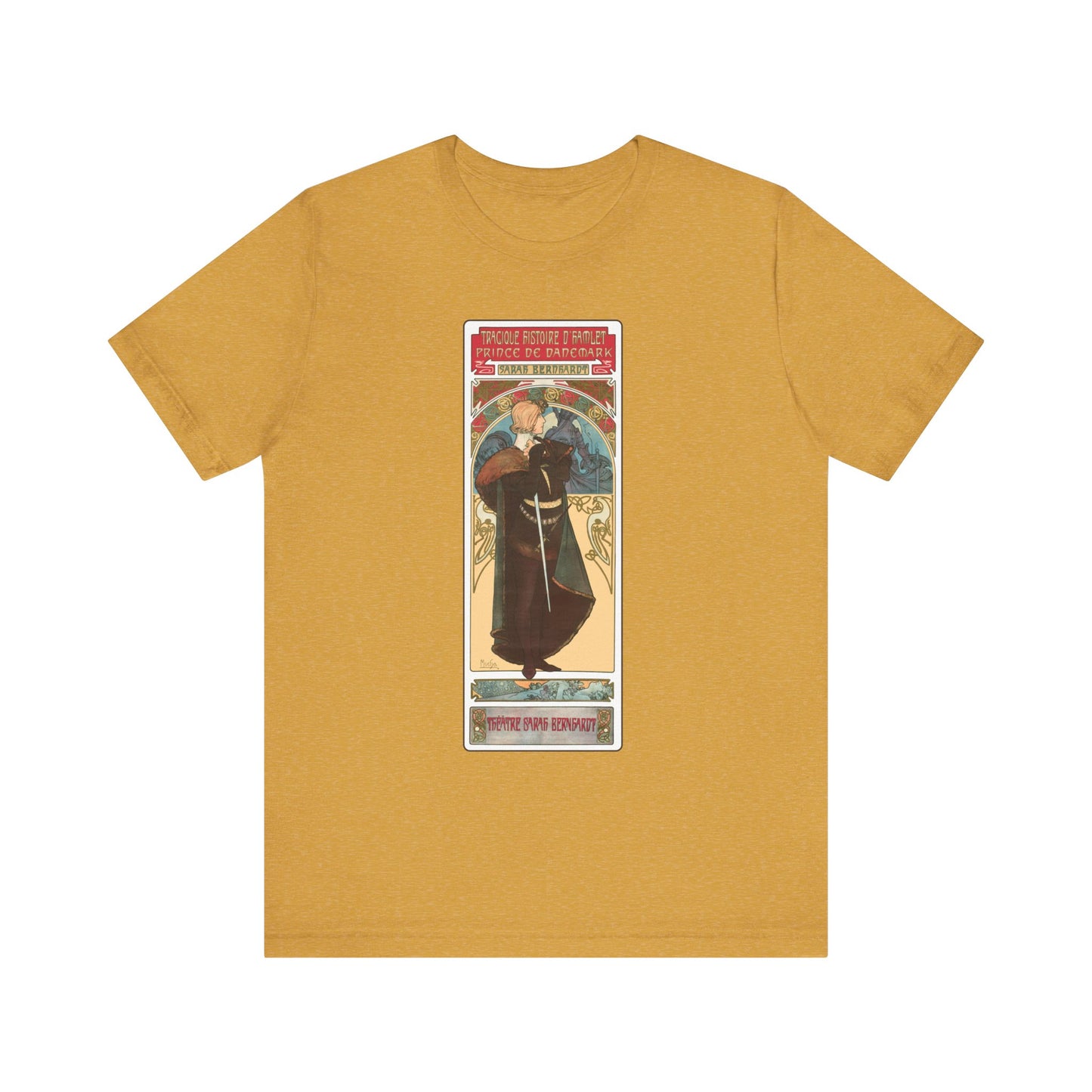 Sarah Bernhardt Hamlet T-Shirt - Alphonse Mucha Art Nouveau Design | Bella+Canvas 3001 | Limited Edition Tee | Free Shipping