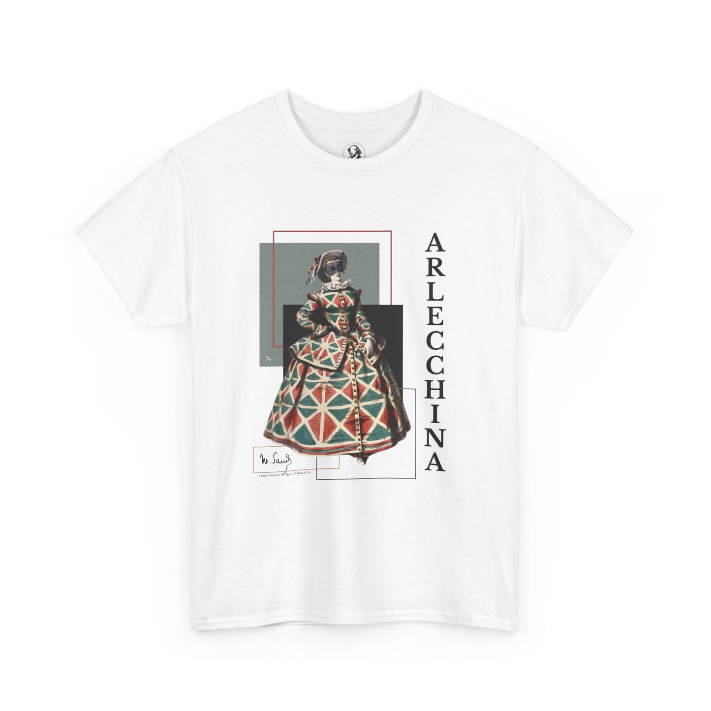 Arlecchina Commedia dell'Arte T-Shirt - Maurice Sand Vintage Theater Costume Tee - Renaissance Comedy Character Shirt