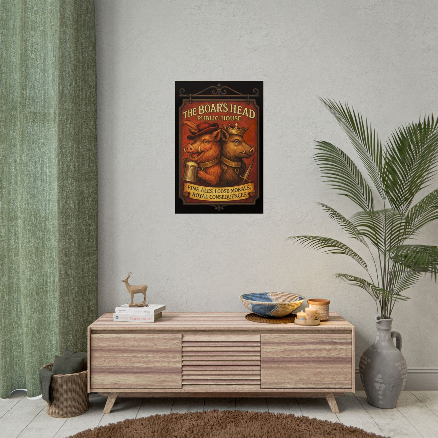 Shakespeare Gift - Boars Head Public House Poster - Falstaff & Hal Vintage Tavern Sign - Shakespeare Wall Art