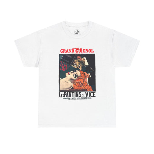 Grand Guignol "Les Pantins du Vice" Mad Villain Poster Shirt - Vintage French Horror Theater Poster, Gothic Creepy Halloween Graphic Shirt