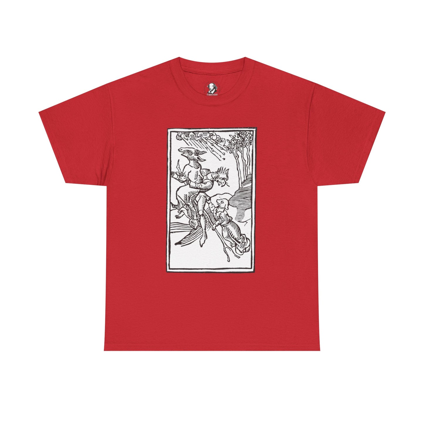 Vintage Witches on Brooms Woodcut T-Shirt - Gothic Occult Witchcraft Print Tee, Witchy Tee, Halloween Shirt, Occult Clothing