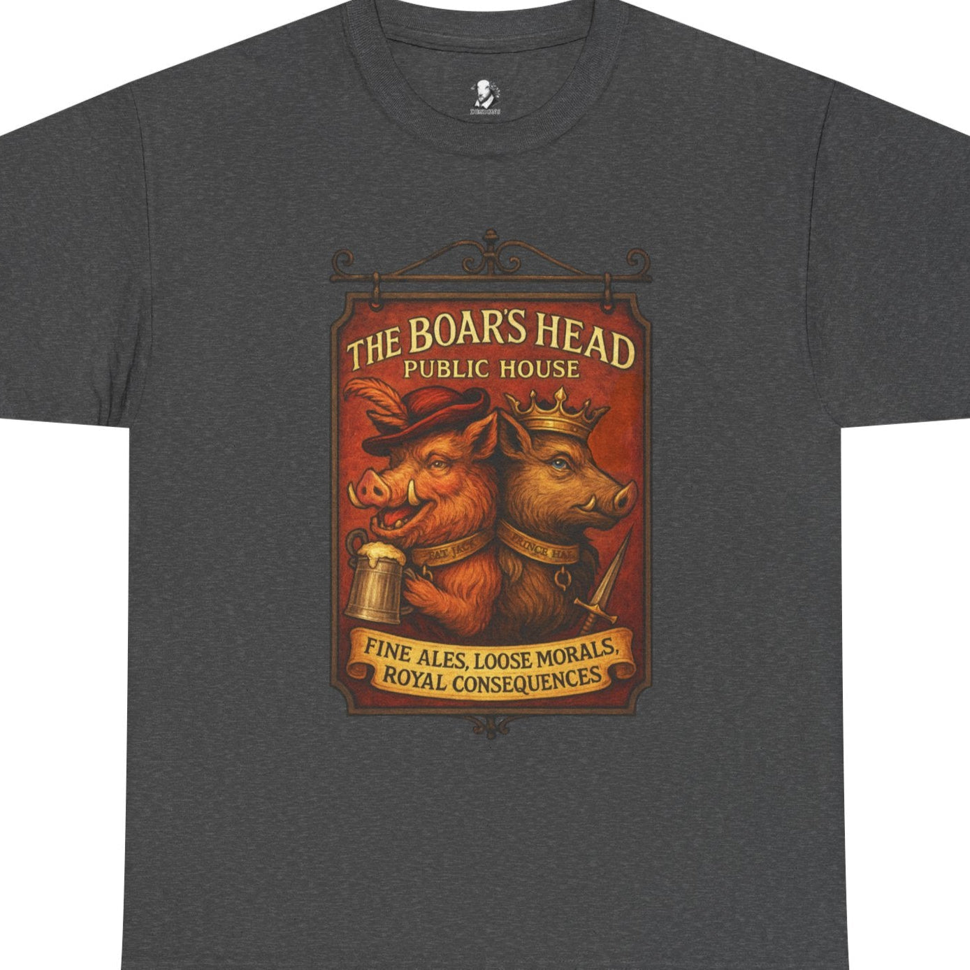 Shakespeare Gift - The Boars Head Pub Shirt - Falstaff & Hals Eastcheap Tavern Sign - A Tee for Theatrical Scoundrels