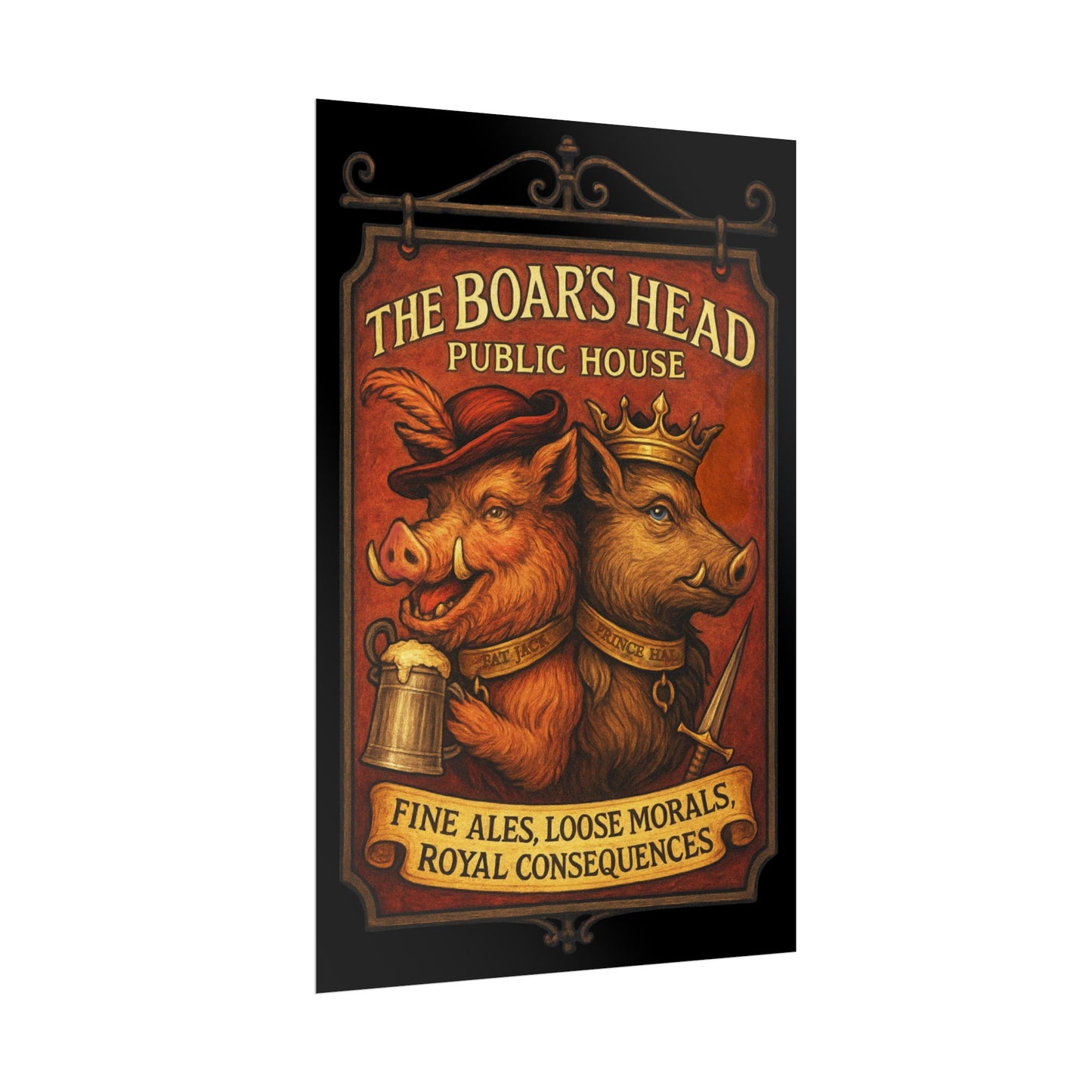 Shakespeare Gift - Boars Head Public House Poster - Falstaff & Hal Vintage Tavern Sign - Shakespeare Wall Art