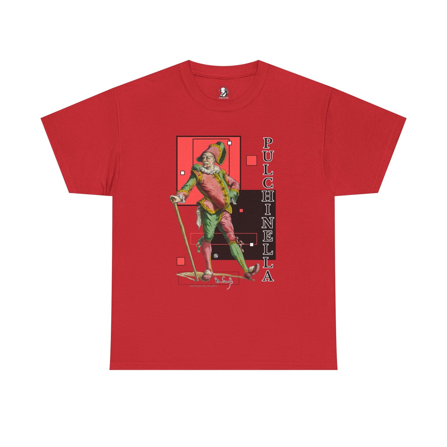 Pulchinella  Red Commedia dell'Arte T-Shirt - Maurice Sand Vintage Theater Character Tee