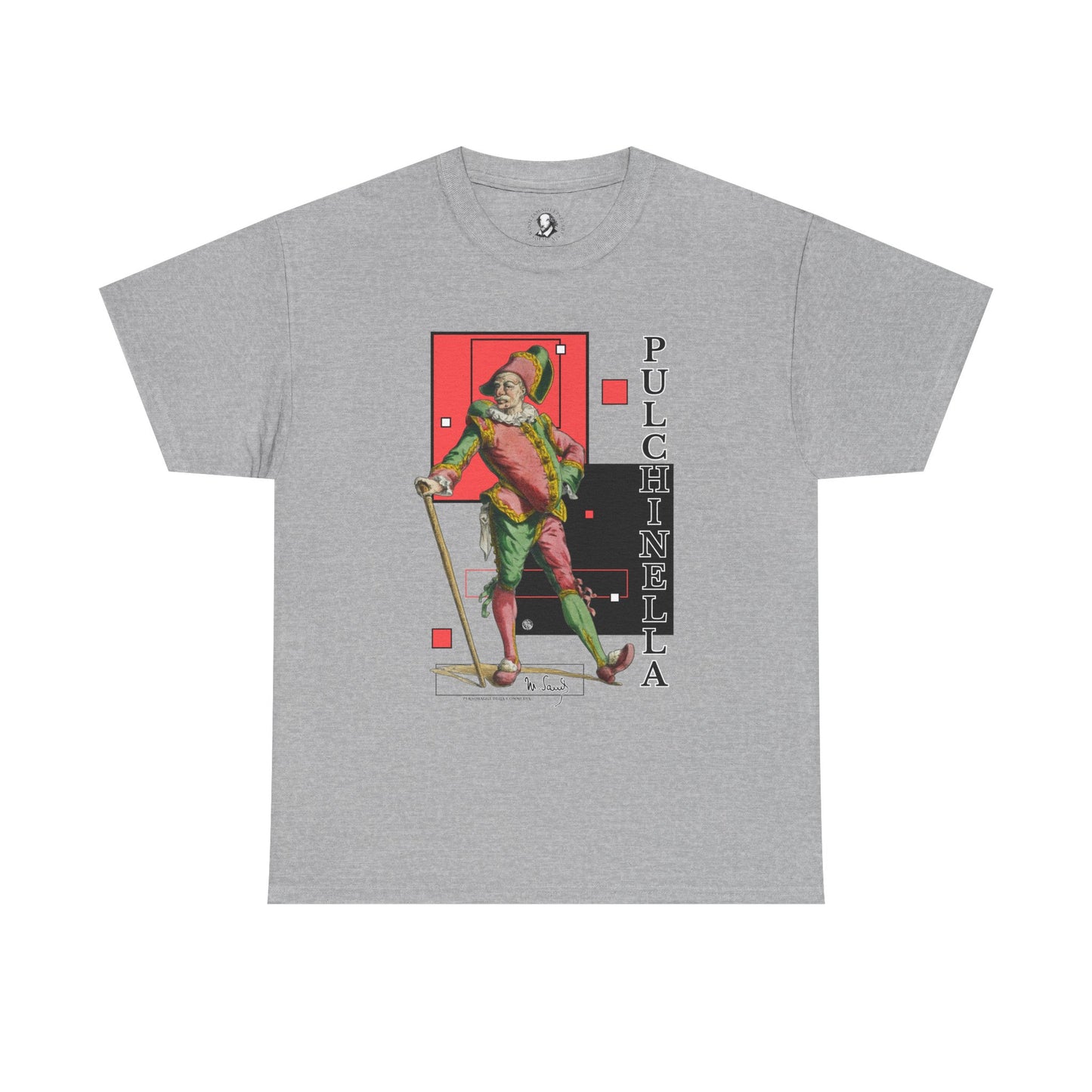 Pulchinella  Red Commedia dell'Arte T-Shirt - Maurice Sand Vintage Theater Character Tee