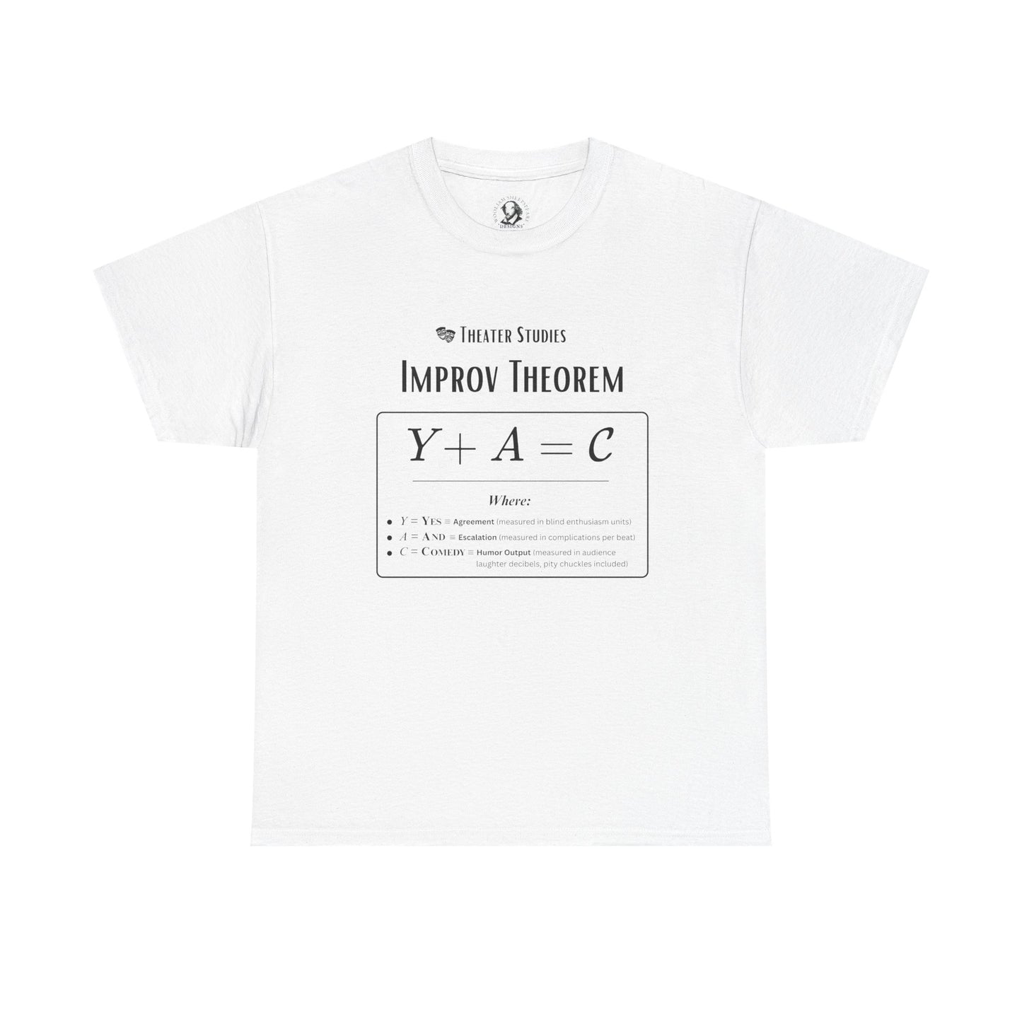 Theatre Math - Improv Theorem Tee - Yes And Comedy Equation - Theater Teacher, Improv Coach, and Actors Gift, Theater Arts Shirt