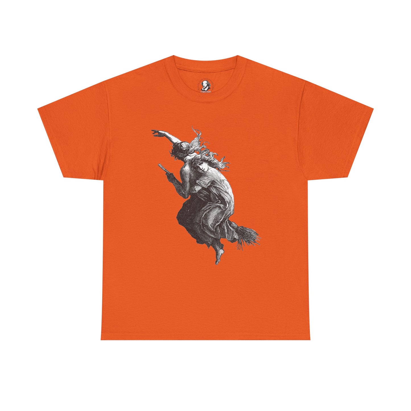 Witches on Broomstick - Gothic Vintage Witchcraft Artwork Tee, Dark Academia Occult Halloween Shirt