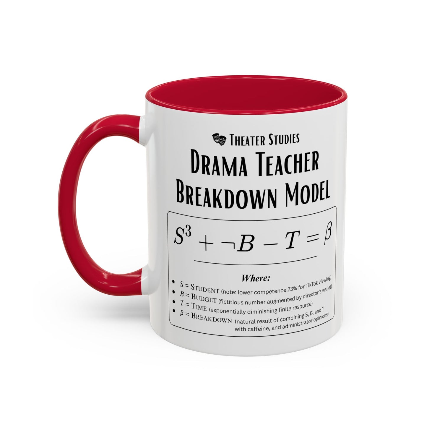 Theatre Math - Drama Teacher Breakdown Formula Mug - Funny Theater Science Joke Coffee Cup for Directors & Educators (11oz / 15oz)