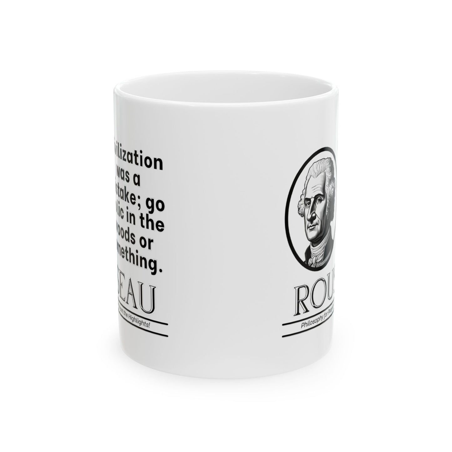 Rousseau, Ceramic Mug - Philosophical Tribute, Funny Coffee Cup, Gift for Thinkers, Birthday Present, Kitchen Decor