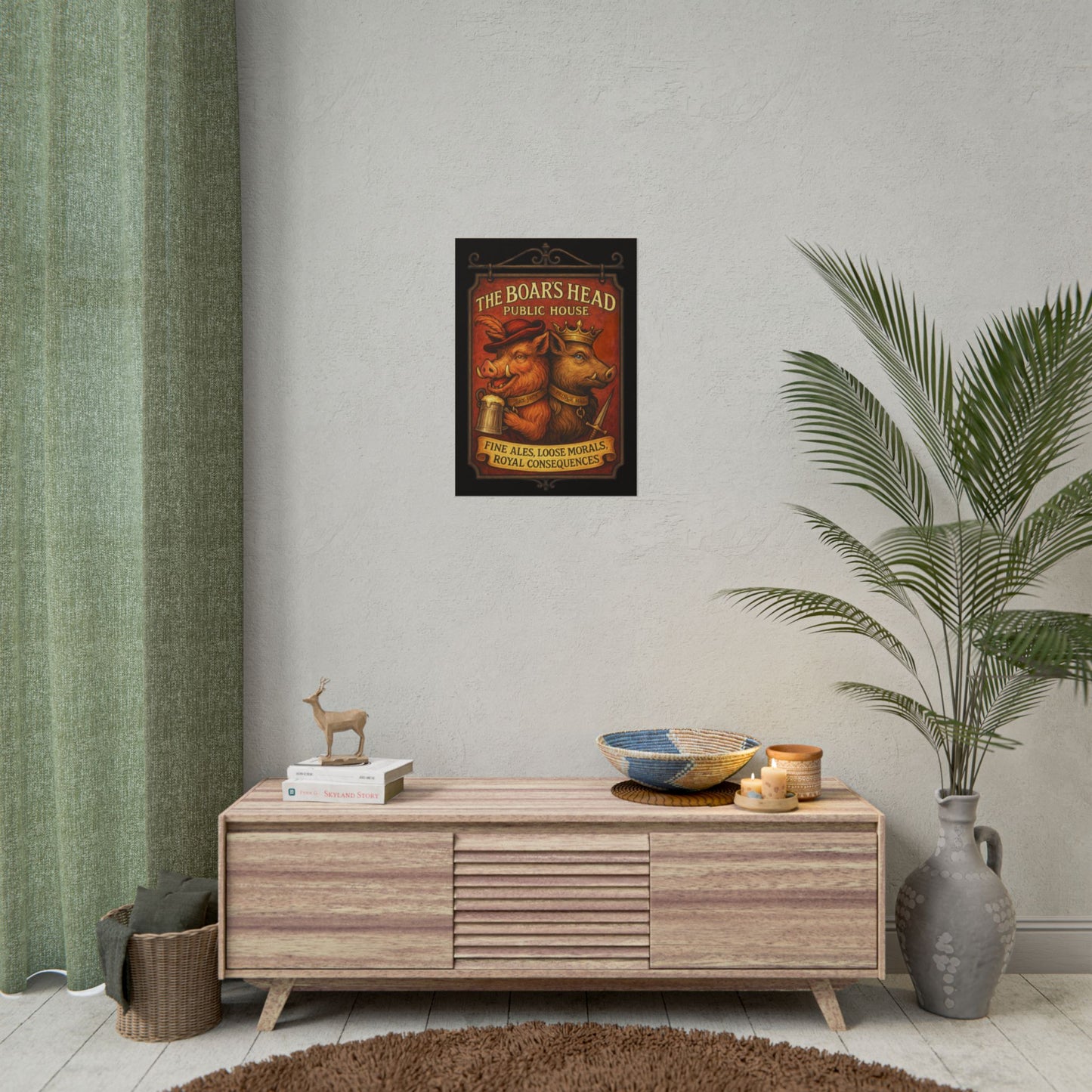 Shakespeare Gift - Boars Head Public House Poster - Falstaff & Hal Vintage Tavern Sign - Shakespeare Wall Art