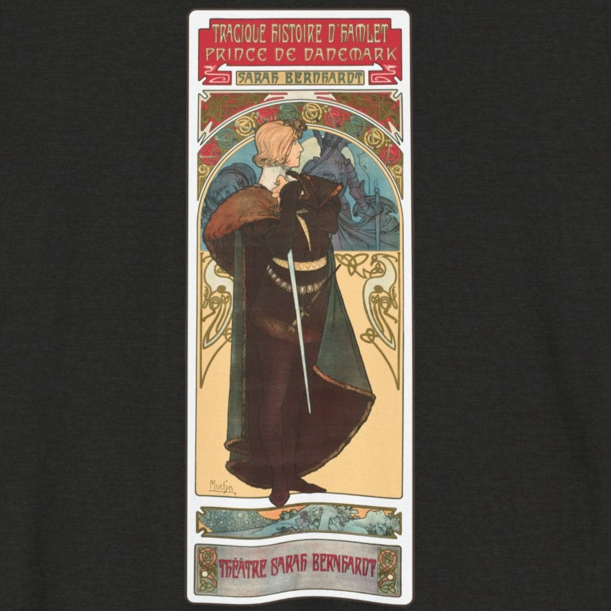 Sarah Bernhardt Hamlet T-Shirt - Alphonse Mucha Art Nouveau Design | Bella+Canvas 3001 | Limited Edition Tee | Free Shipping
