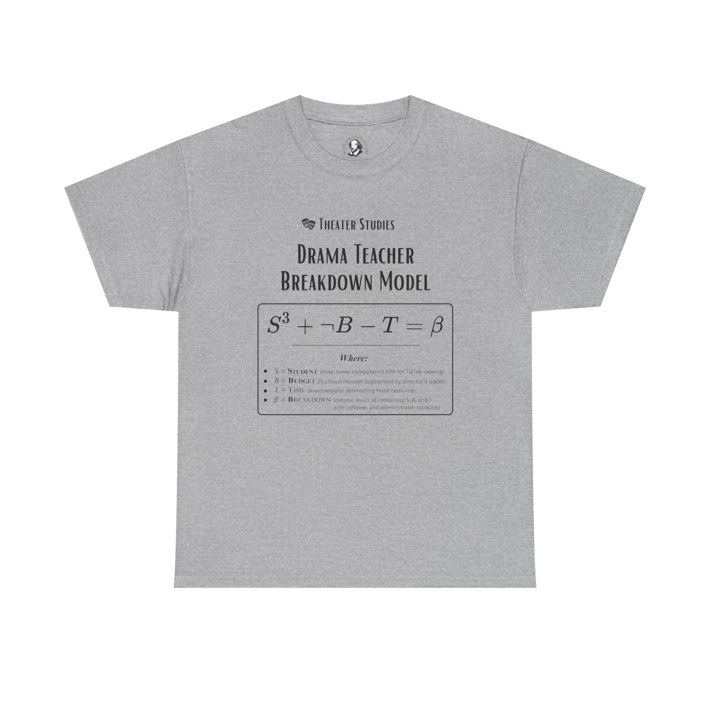 Theatre Math - Drama Teacher Breakdown Model | Funny Theater Teacher Shirt | Scientific Theater Collection | Drama Department Gift