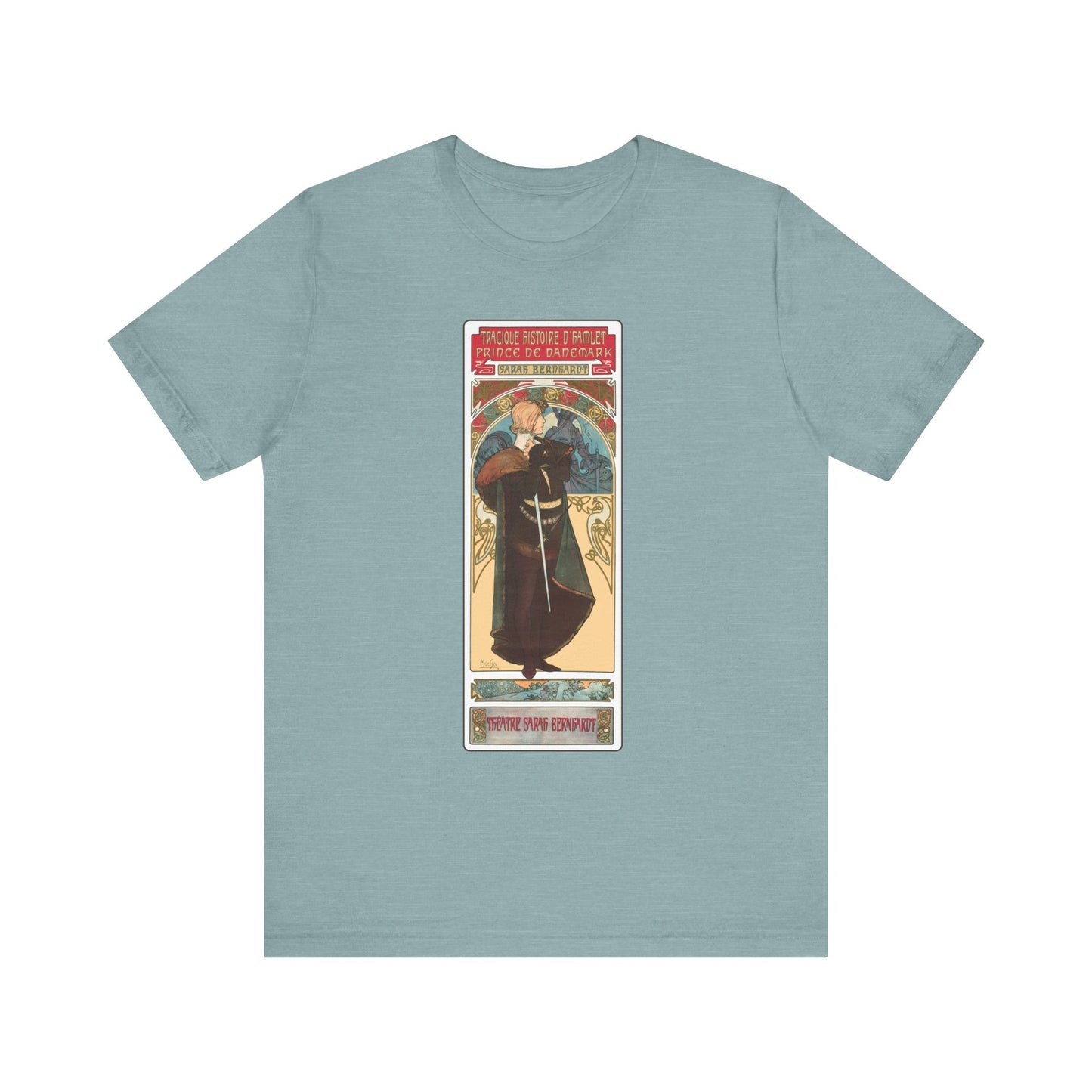 Sarah Bernhardt Hamlet T-Shirt - Alphonse Mucha Art Nouveau Design | Bella+Canvas 3001 | Limited Edition Tee | Free Shipping