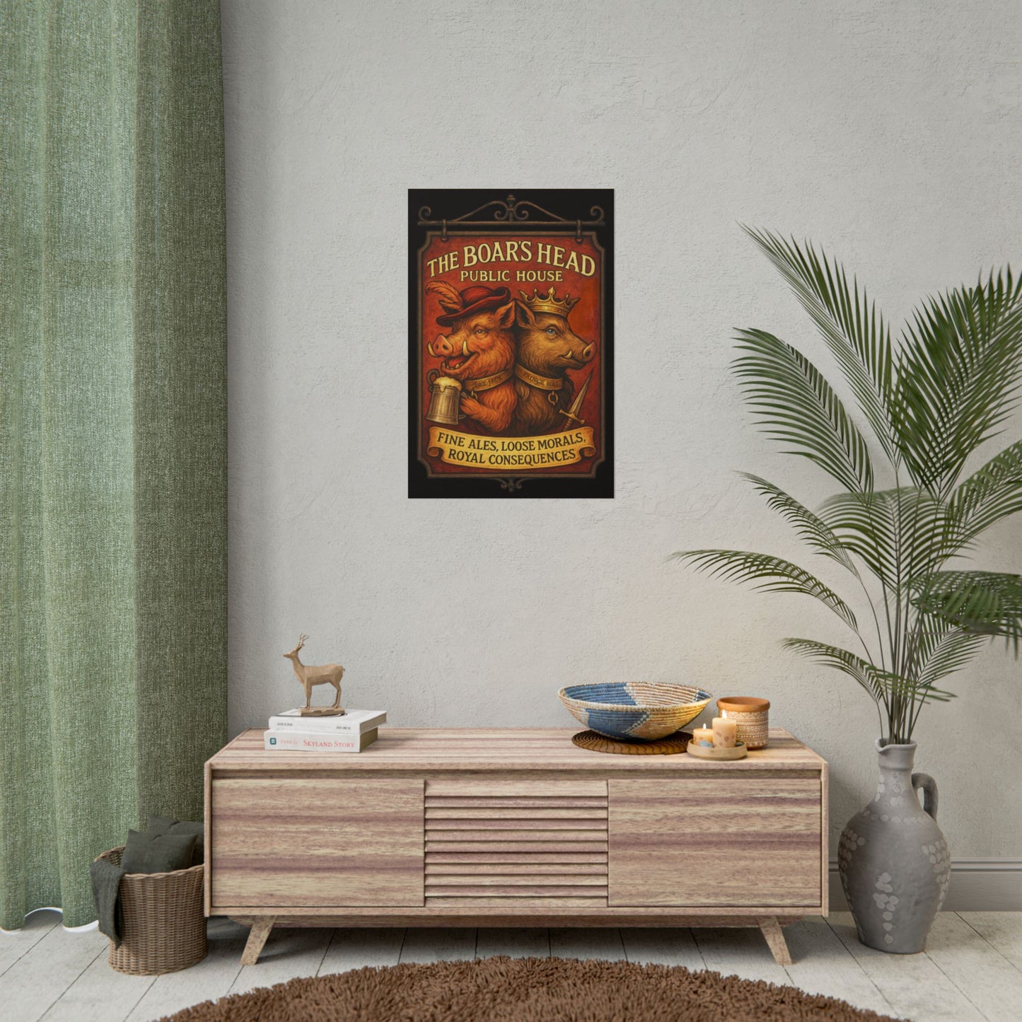 Shakespeare Gift - Boars Head Public House Poster - Falstaff & Hal Vintage Tavern Sign - Shakespeare Wall Art