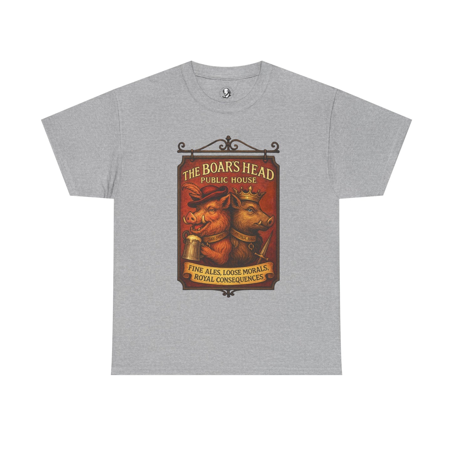 Shakespeare Gift - The Boars Head Pub Shirt - Falstaff & Hals Eastcheap Tavern Sign - A Tee for Theatrical Scoundrels