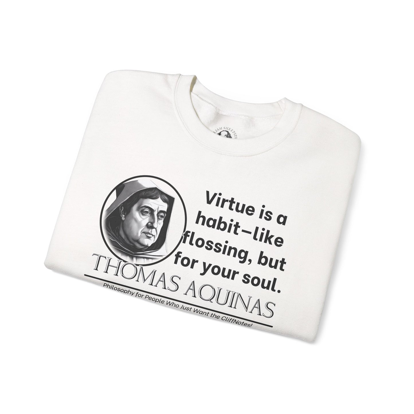 Thomas Aquinas Funny Catholic Philosophy Shirt - Virtue Is Like Flossing for Your Soul - Scholastic Humor Sweatshirt