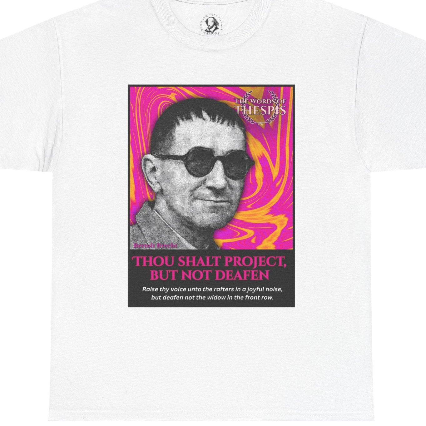 Theatre Scriptures: "Thou Shalt Project, But Not Deafen" - Words of Thespis - Gifts for Actors, Drama Teachers, Unisex Cotton Top