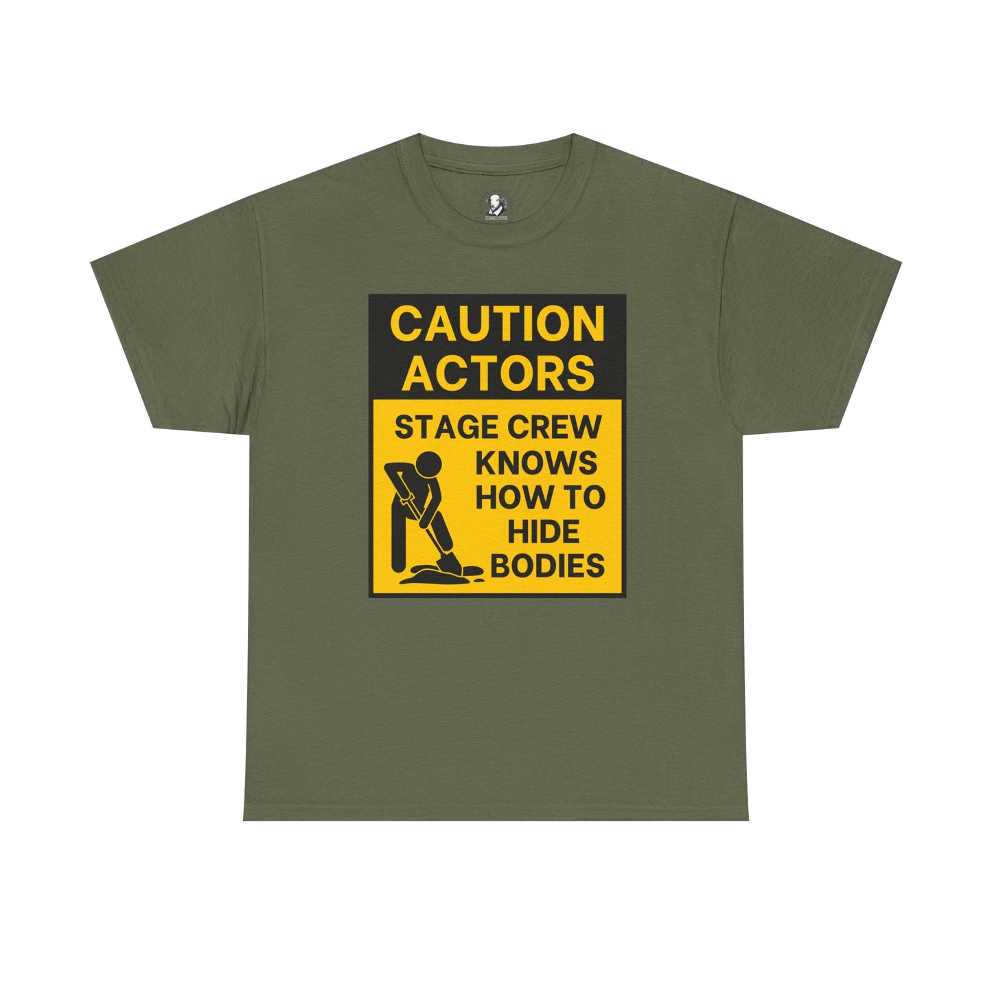 Caution Actors: Stage Crew Knows How To Hide Bodies, Black/Yellow, Funny Theater Tee Shirt