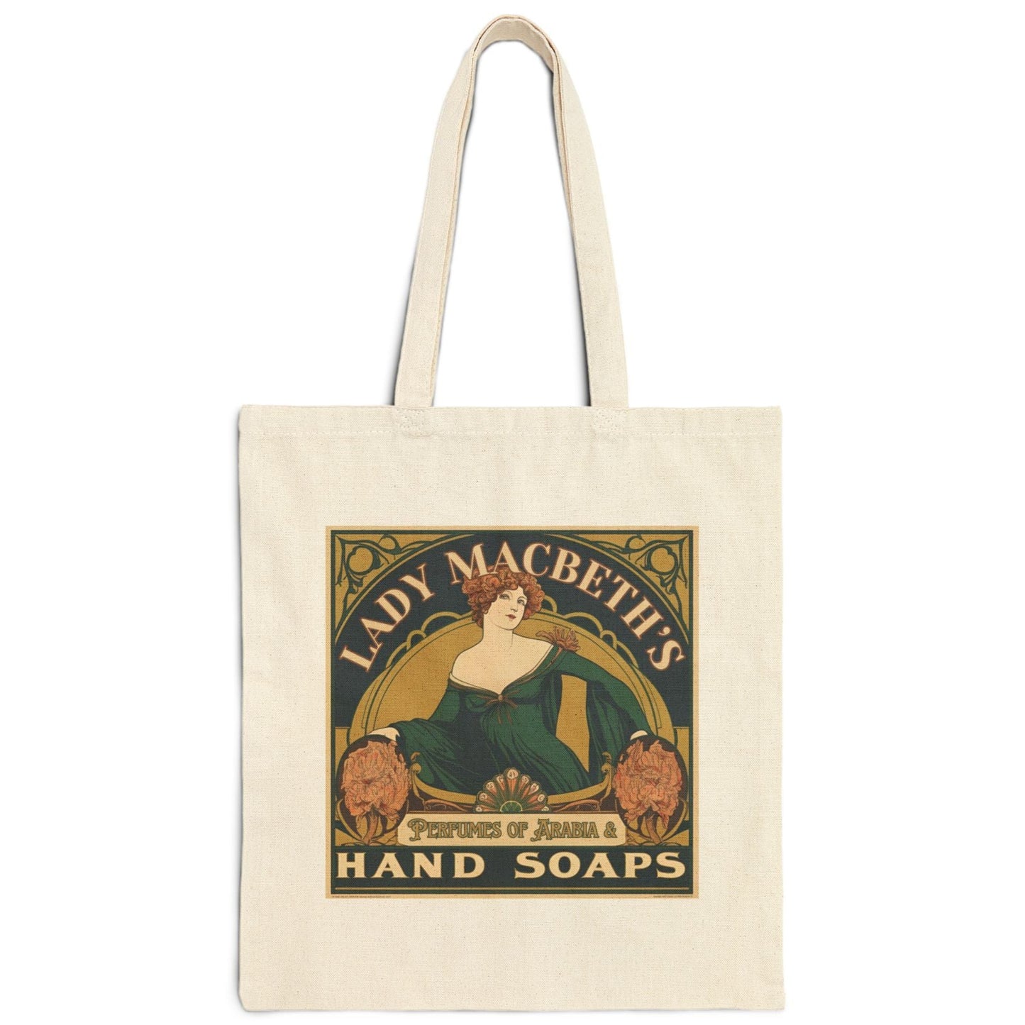 Lady Macbeth's Hand Soaps Tote Bag - 100% Cotton Canvas, Black or Natural - Shakespeare Theater Gift