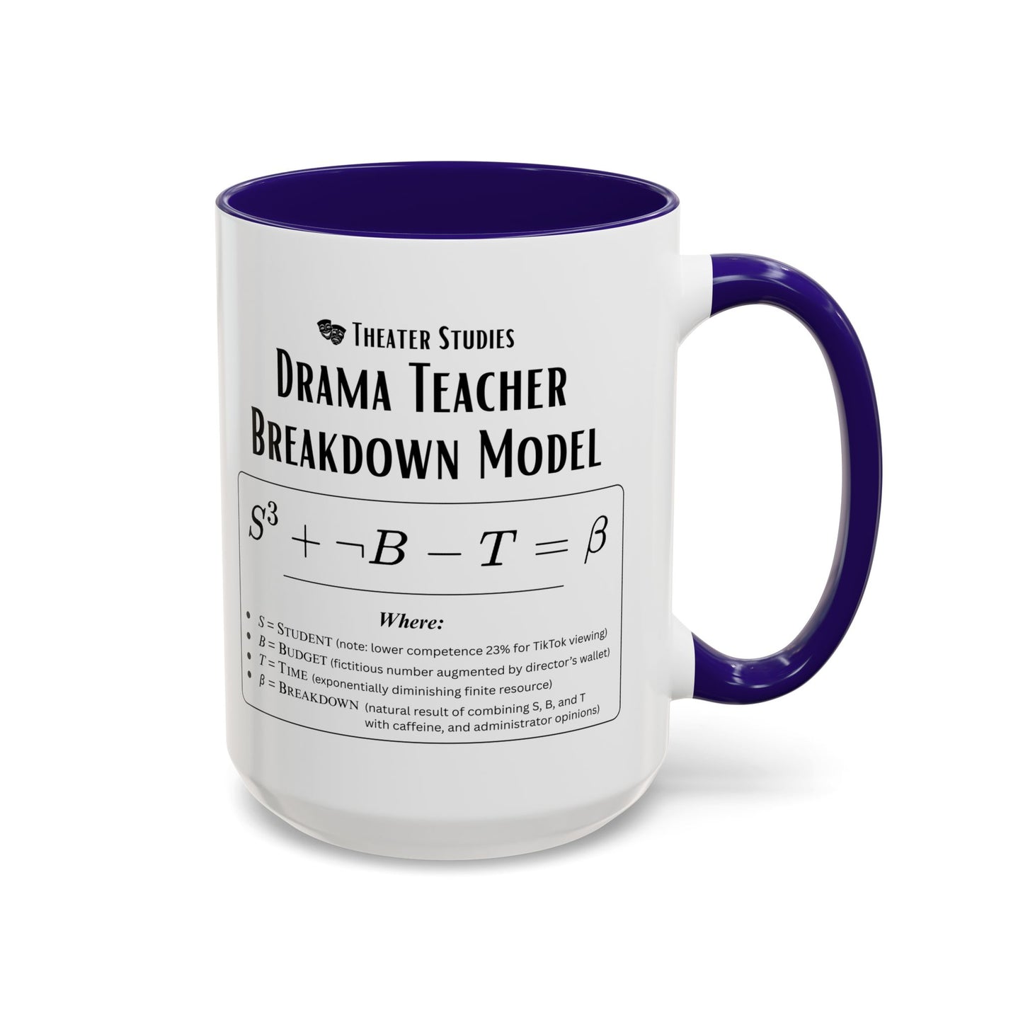 Theatre Math - Drama Teacher Breakdown Formula Mug - Funny Theater Science Joke Coffee Cup for Directors & Educators (11oz / 15oz)