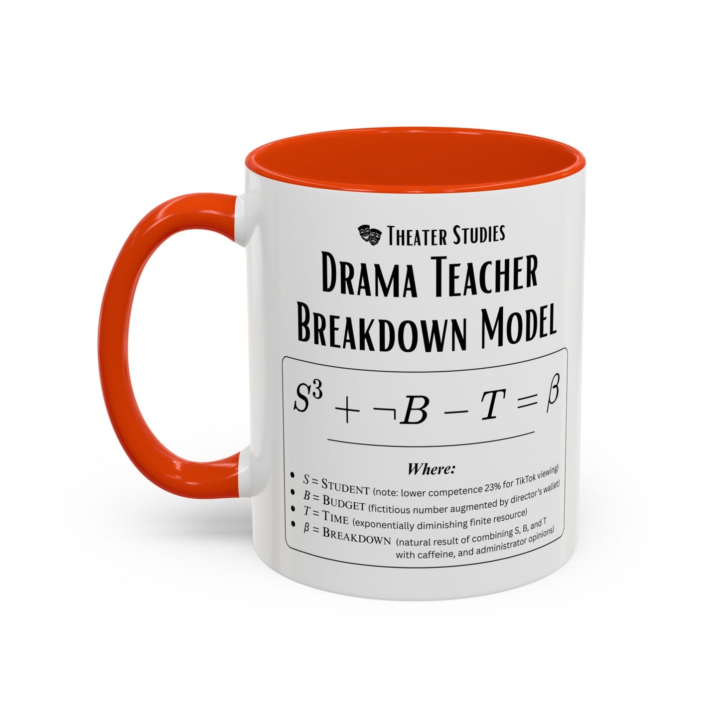 Theatre Math - Drama Teacher Breakdown Formula Mug - Funny Theater Science Joke Coffee Cup for Directors & Educators (11oz / 15oz)