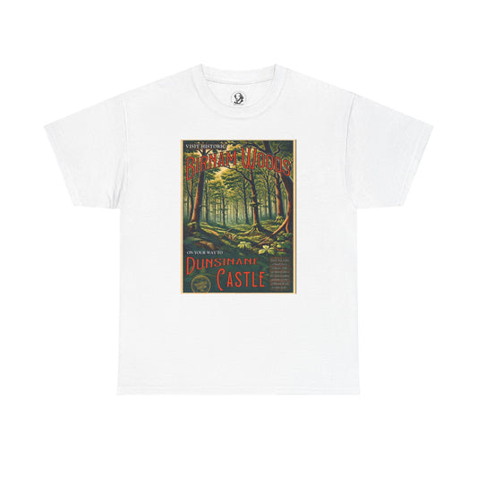 Birnam Woods Macbeth T-Shirt - Funny Shakespeare Parody Travel Poster Tee, Literary Gift for Theatre Lovers & English Majors