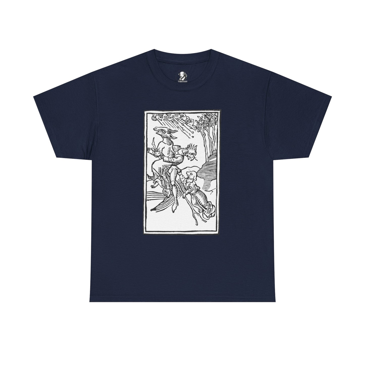Vintage Witches on Brooms Woodcut T-Shirt - Gothic Occult Witchcraft Print Tee, Witchy Tee, Halloween Shirt, Occult Clothing