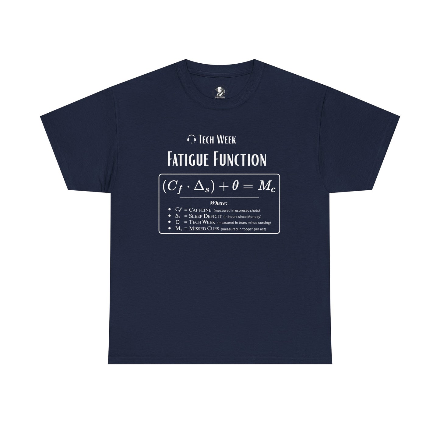 Theatre Math - Tech Week Fatigue Function | Funny Stage Manager Shirt | Theater Math Humor Tee | Scientific Theater Collection