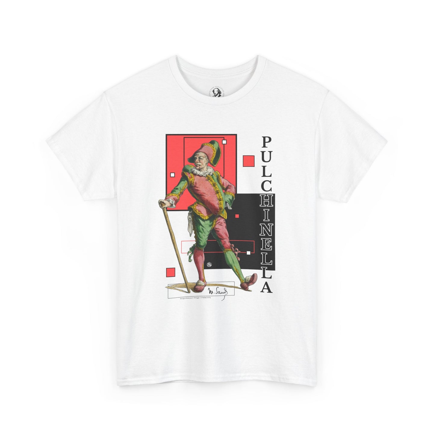 Pulchinella  Red Commedia dell'Arte T-Shirt - Maurice Sand Vintage Theater Character Tee