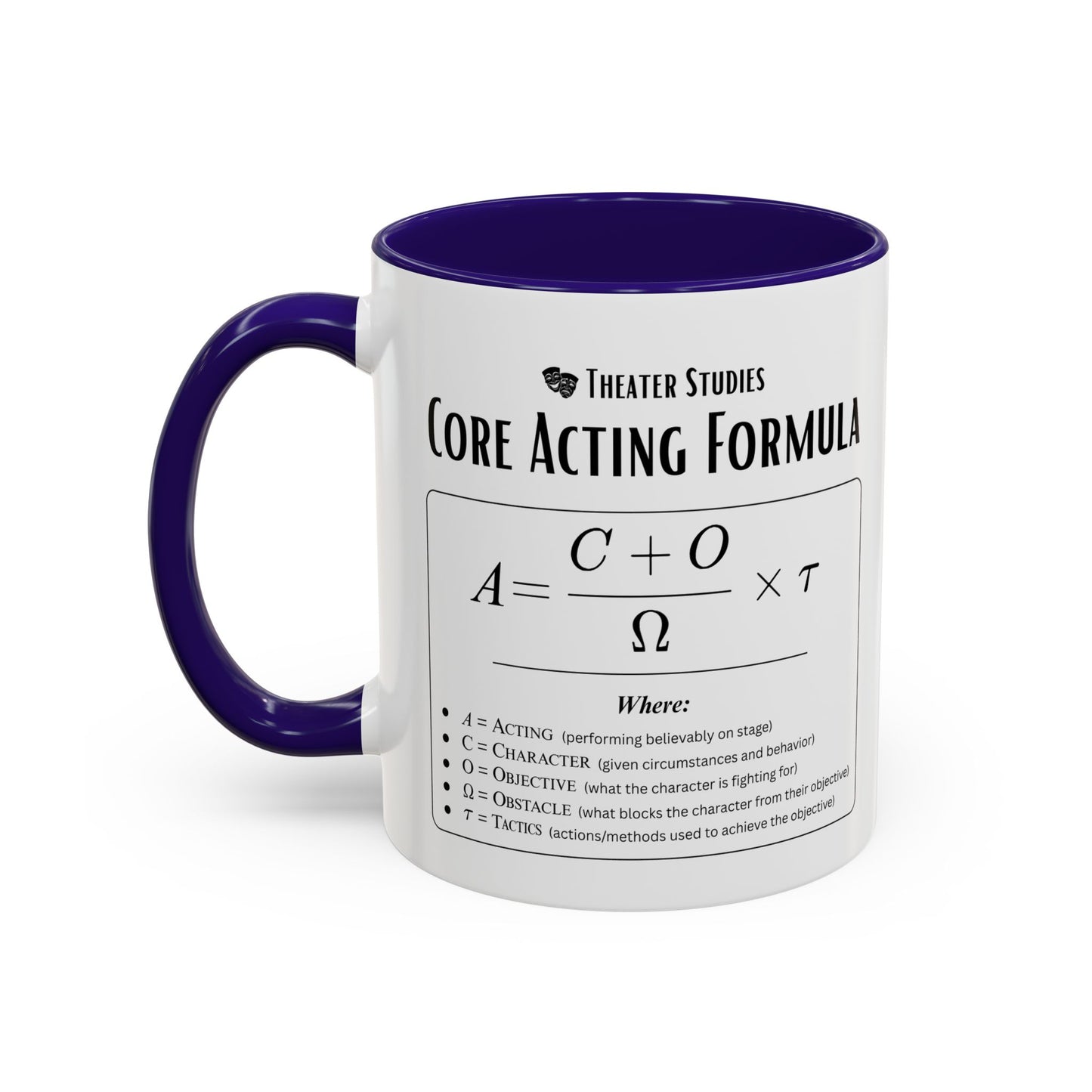 Theatre Math - Core Acting Formula Mug - Funny Theater Science Coffee Cup for Directors & Educators (11oz / 15oz)