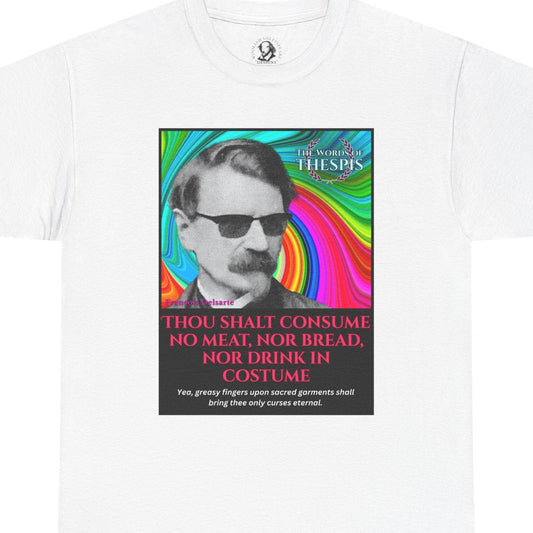 Theatre Scriptures: "Thou Shalt Consume No Meat ..." - Words of Thespis - Gifts for Actors, Drama Teachers, Unisex Cotton Top