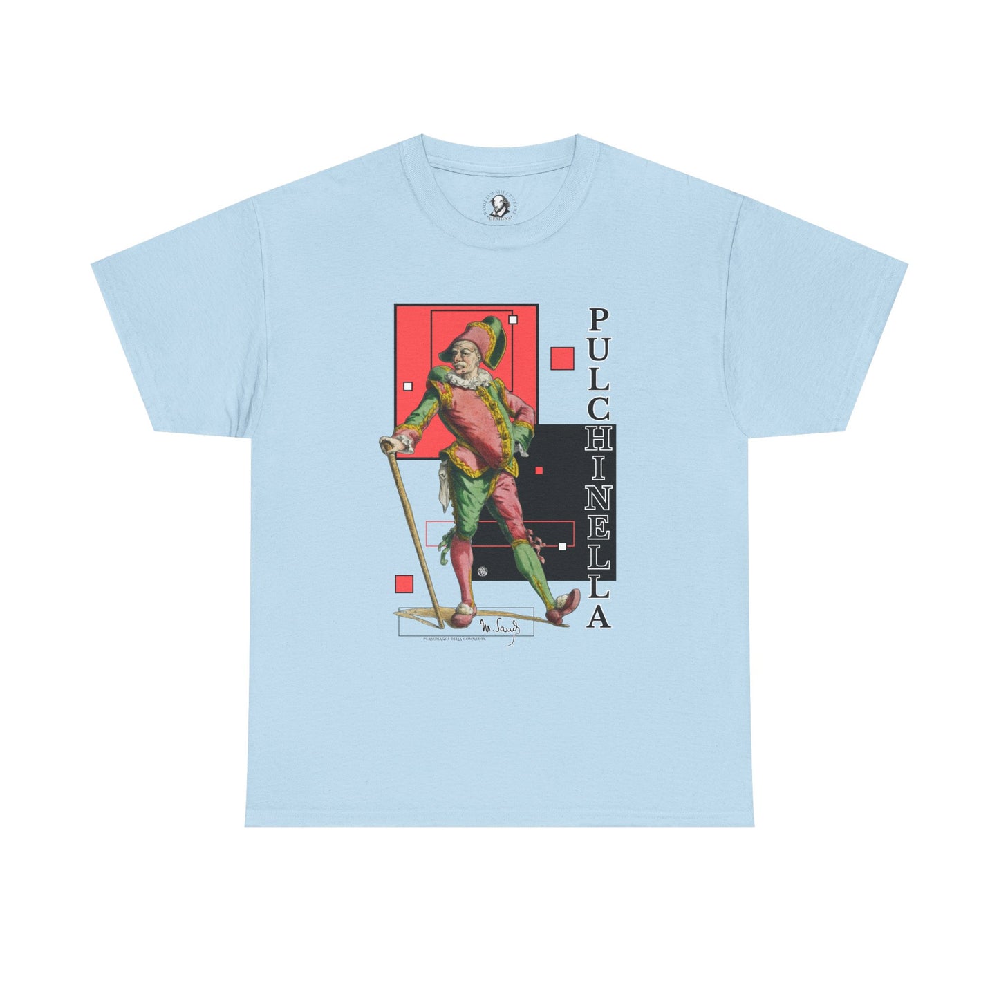 Pulchinella  Red Commedia dell'Arte T-Shirt - Maurice Sand Vintage Theater Character Tee