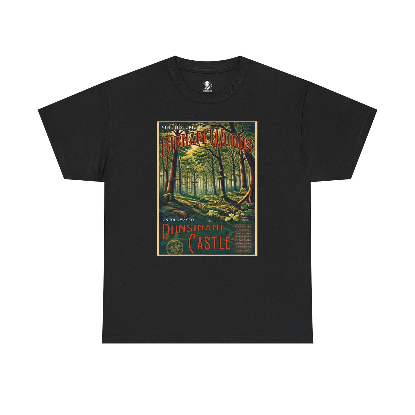 Birnam Woods Macbeth T-Shirt - Funny Shakespeare Parody Travel Poster Tee, Literary Gift for Theatre Lovers & English Majors