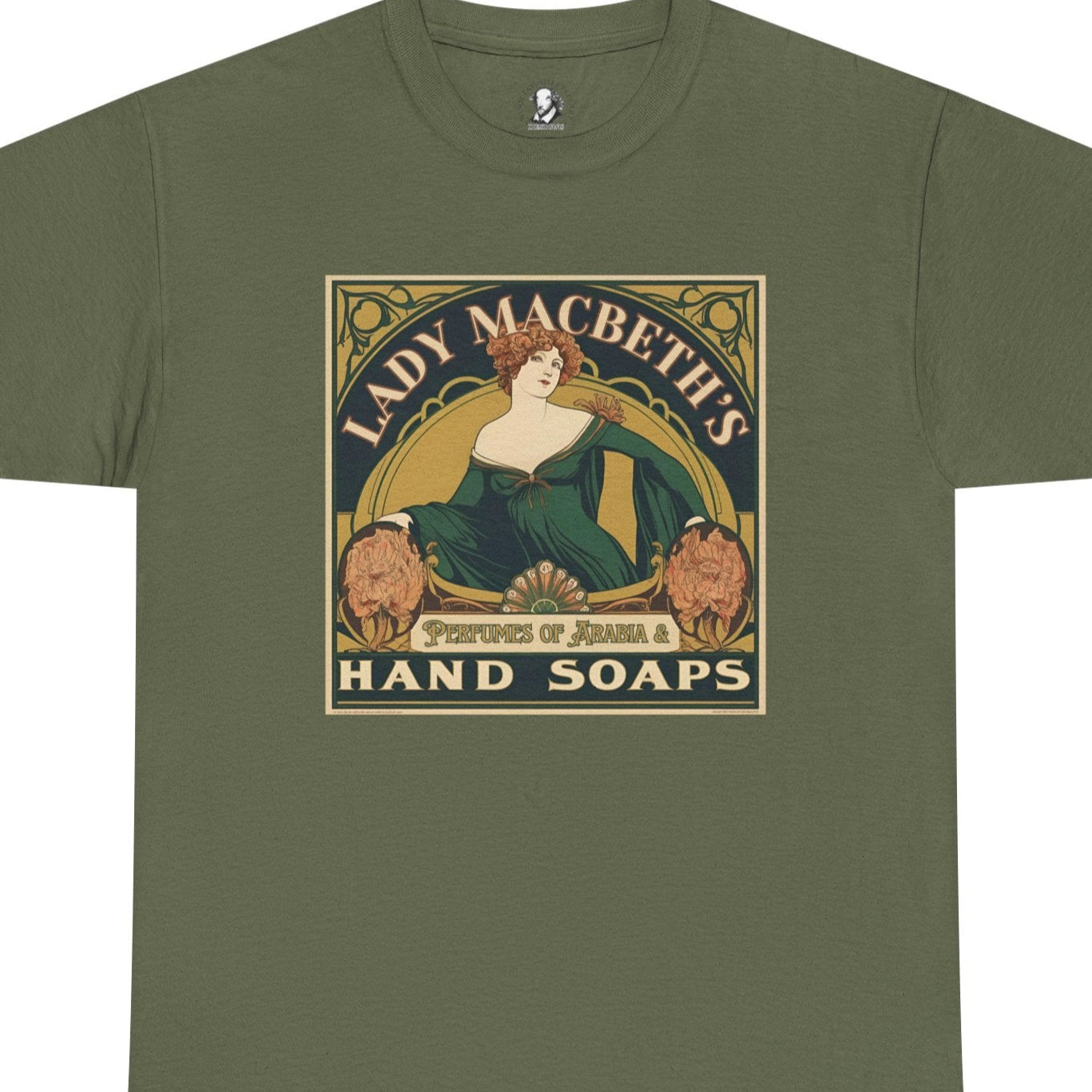 Lady Macbeths Hand Soap Tee - Shakespeare Art Nouveau T-Shirt - Out, Damn Spot! - Literary Humor Tee for Book Lovers & Theater Fans