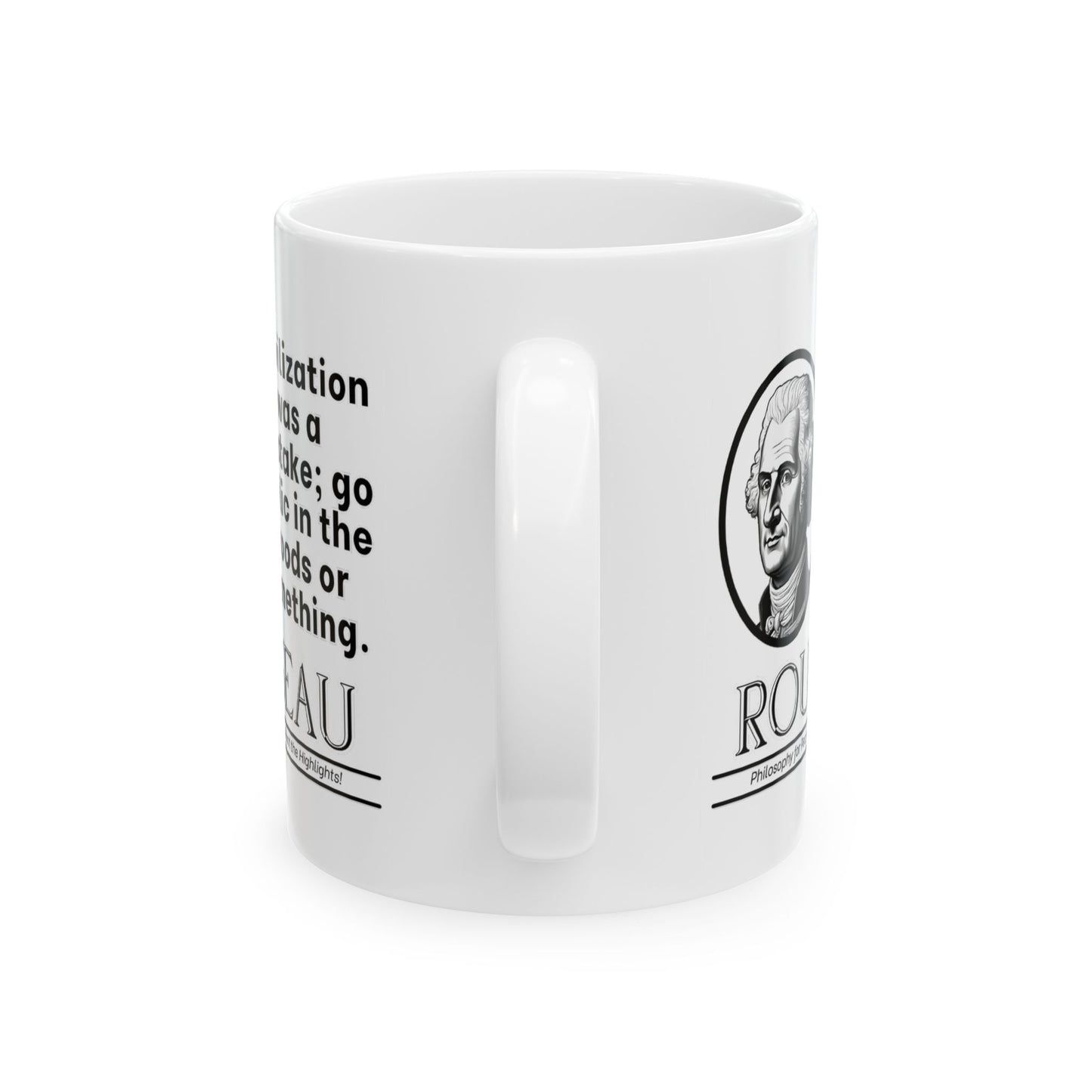 Rousseau, Ceramic Mug - Philosophical Tribute, Funny Coffee Cup, Gift for Thinkers, Birthday Present, Kitchen Decor