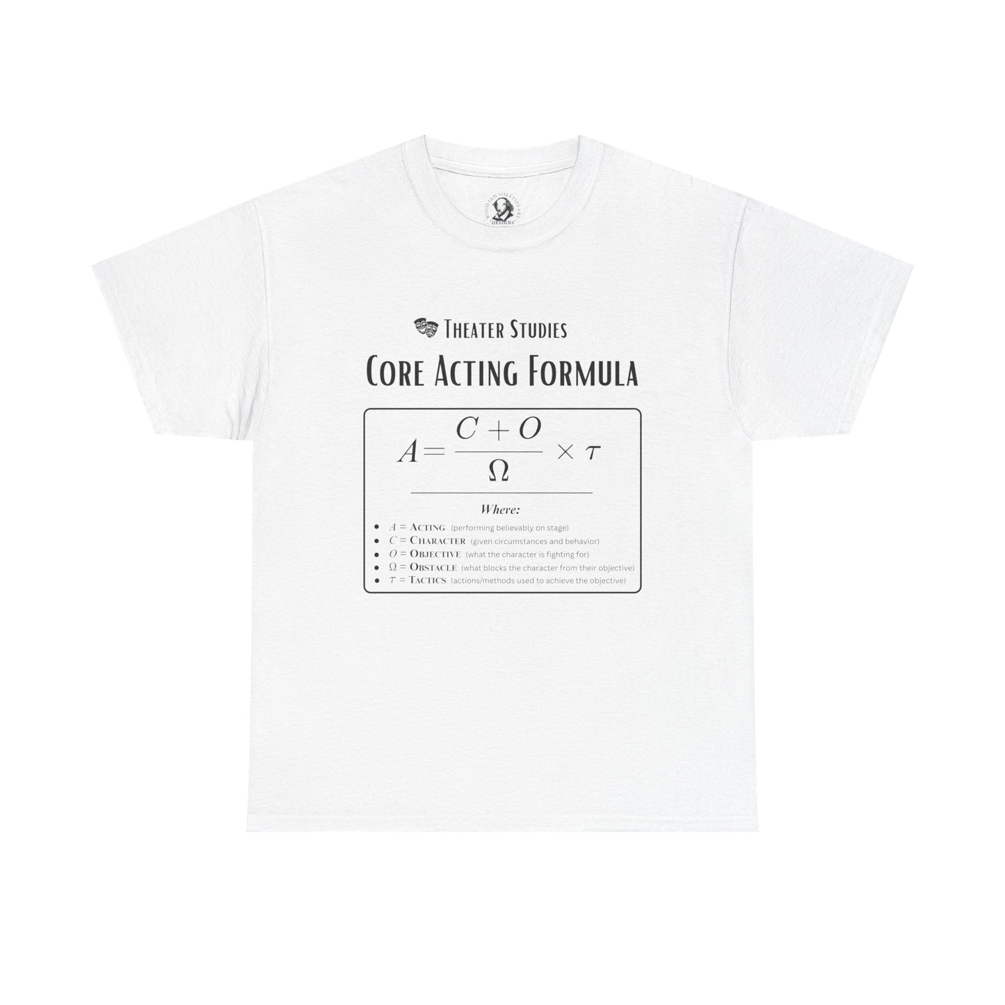 Theatre Math - Core Acting Formula | Funny Theater Student Shirt | Actor Gift Tee | Scientific Theater Collection