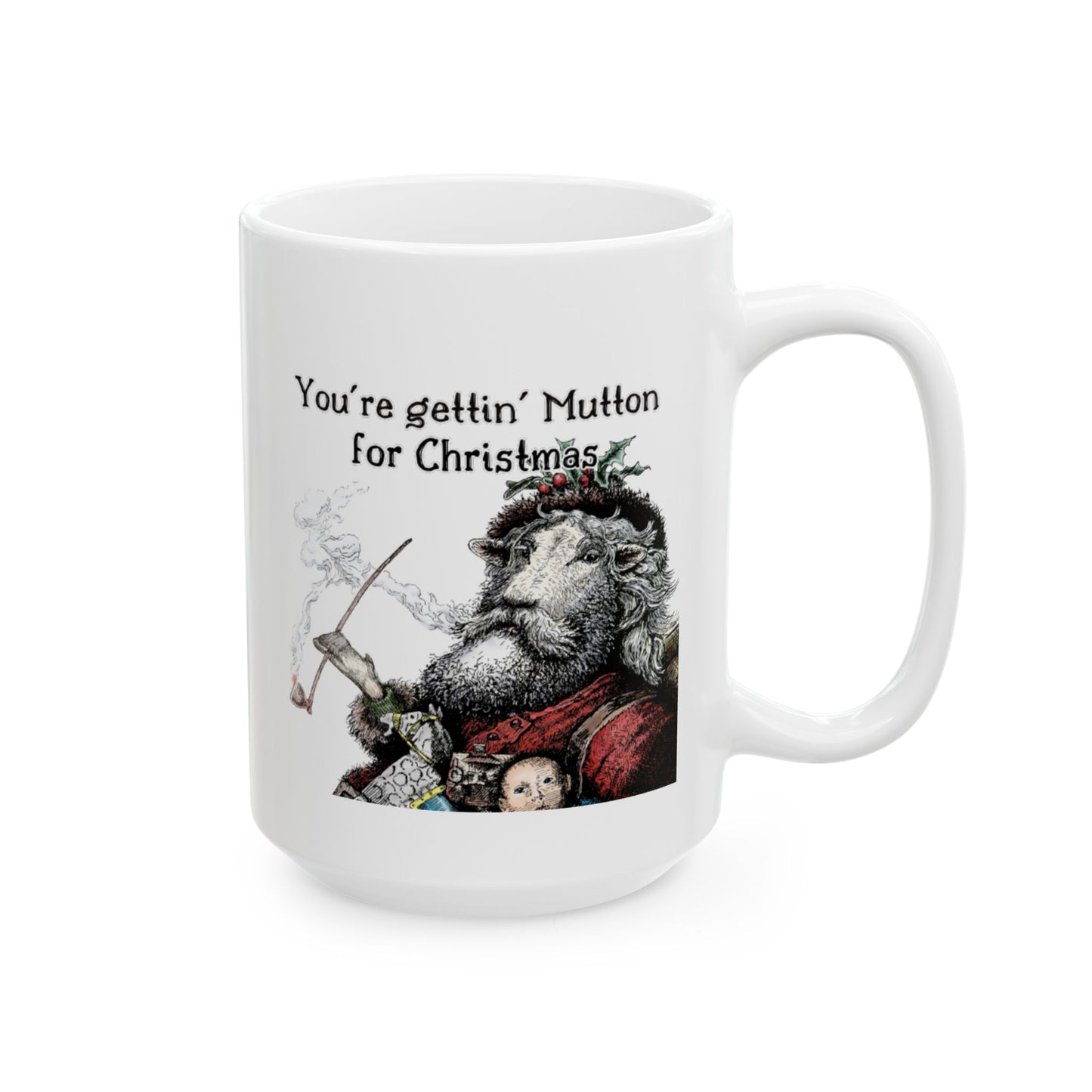 Santa Sheep is on his way, have your been naughty, or nice? Ceramic Mug, (11oz, 15oz)