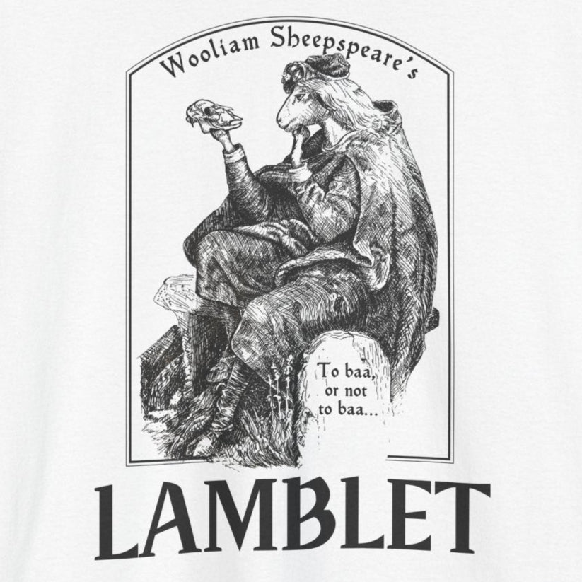 Lamblet, Prince of Denmark - Shakespearean Sheep, 100% Cotton Tee, Funny Tee, Shakespeare Lover Gift, Shakespearean Humor Shirt