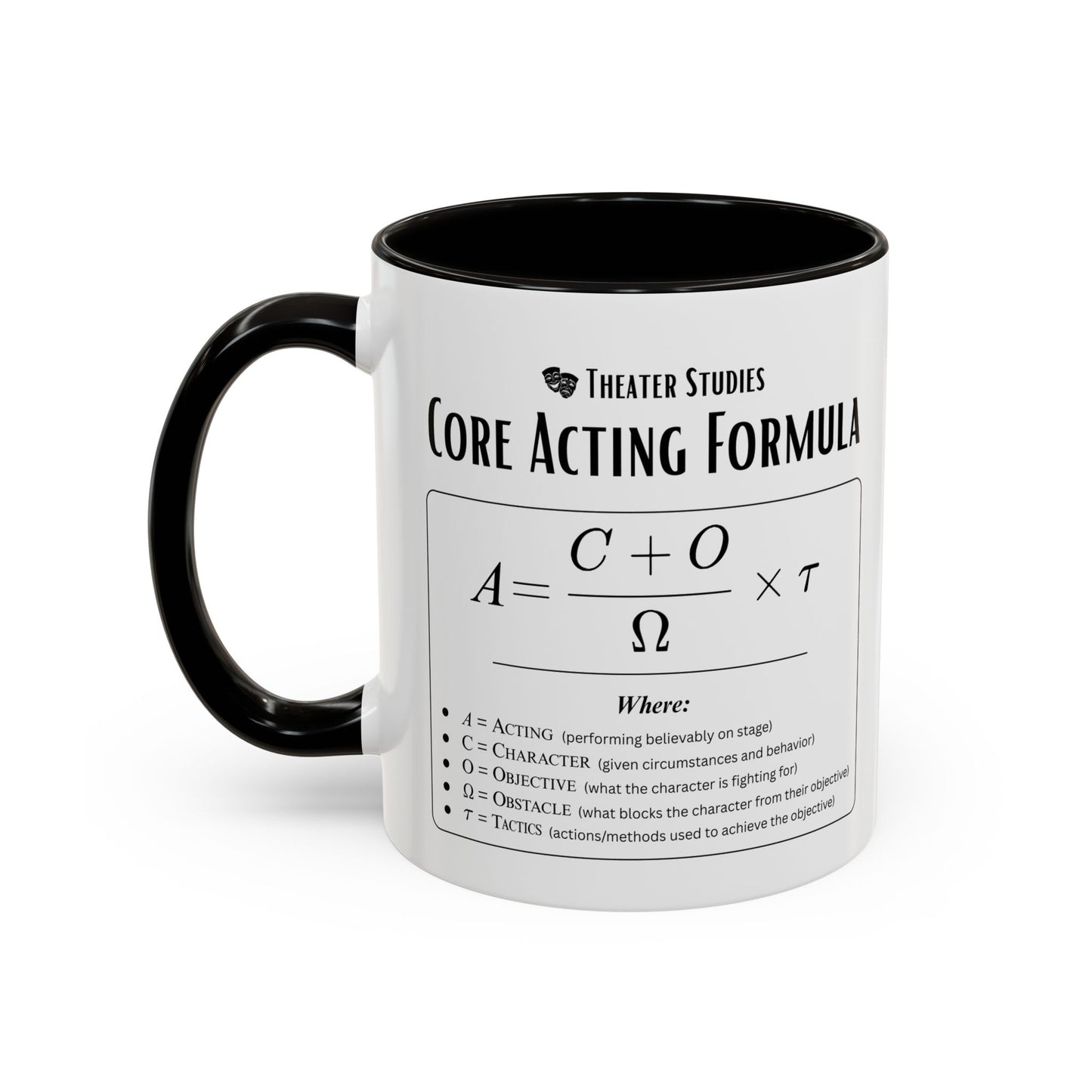 Theatre Math - Core Acting Formula Mug - Funny Theater Science Coffee Cup for Directors & Educators (11oz / 15oz)