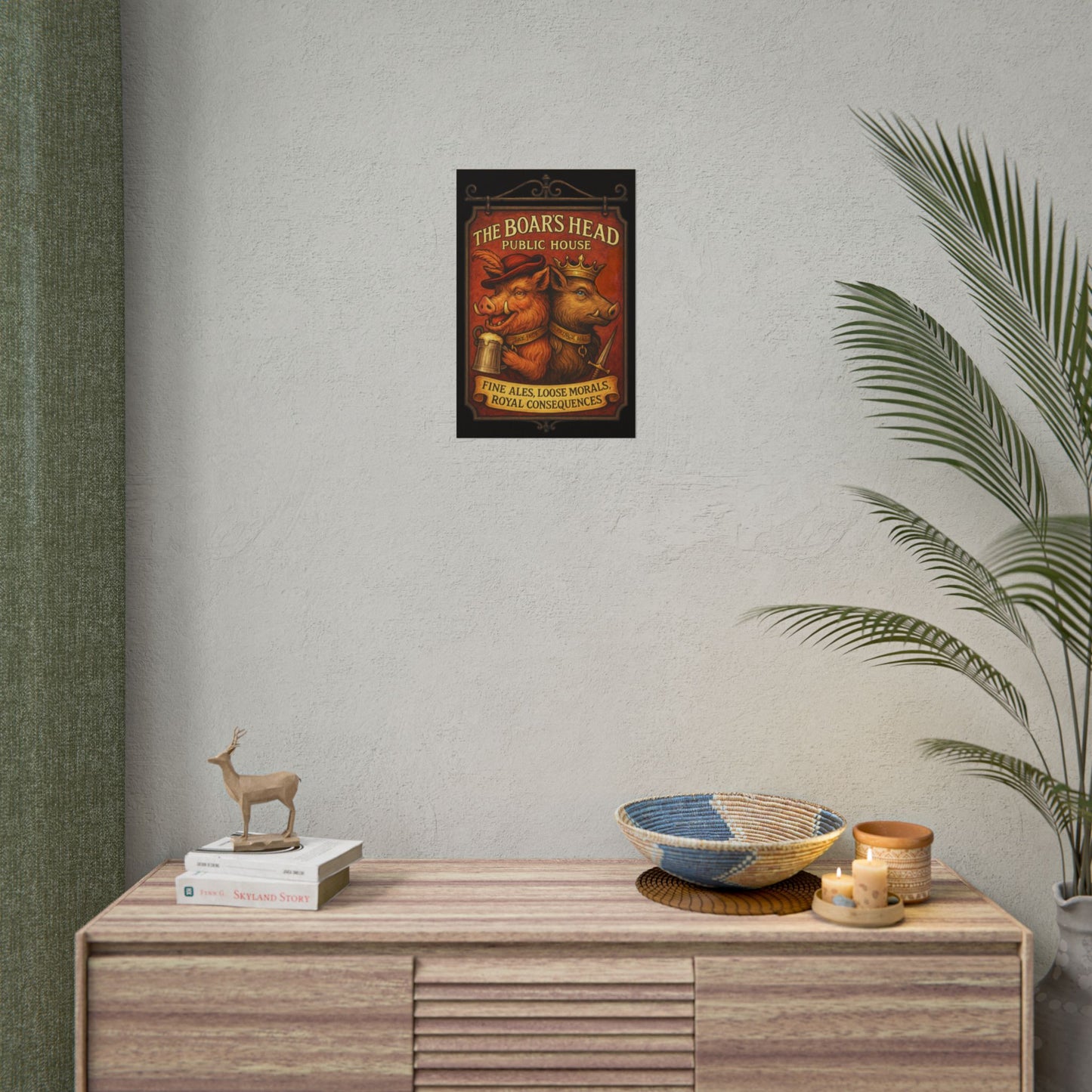 Shakespeare Gift - Boars Head Public House Poster - Falstaff & Hal Vintage Tavern Sign - Shakespeare Wall Art