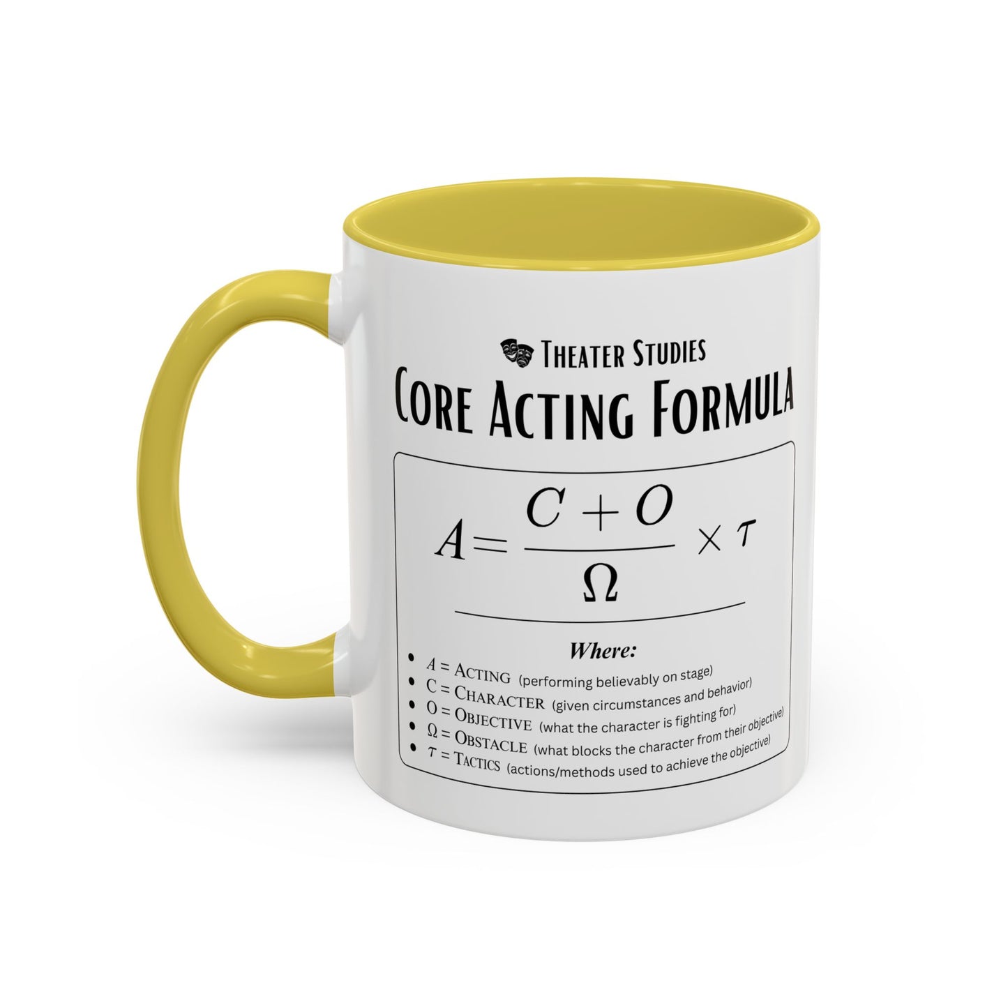 Theatre Math - Core Acting Formula Mug - Funny Theater Science Coffee Cup for Directors & Educators (11oz / 15oz)