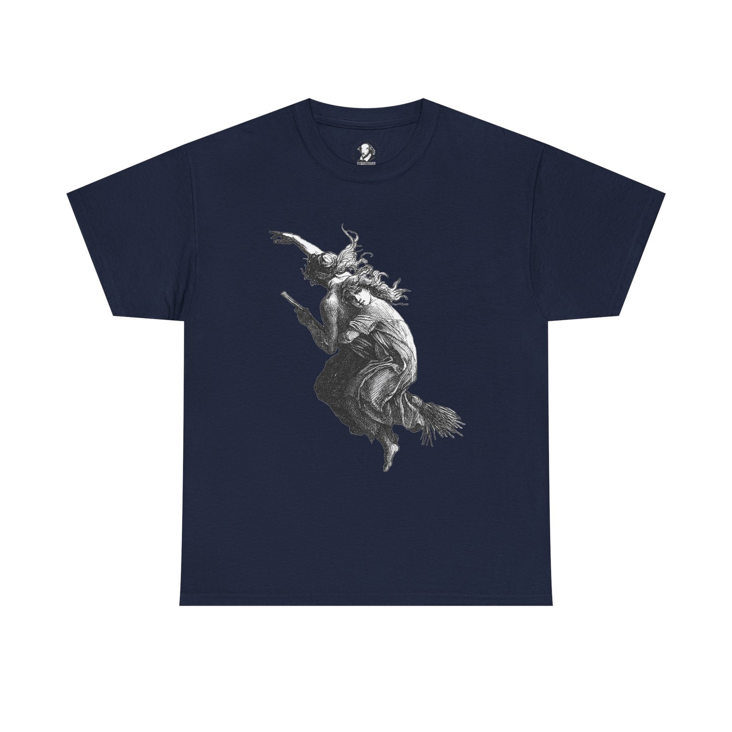 Witches on Broomstick - Gothic Vintage Witchcraft Artwork Tee, Dark Academia Occult Halloween Shirt