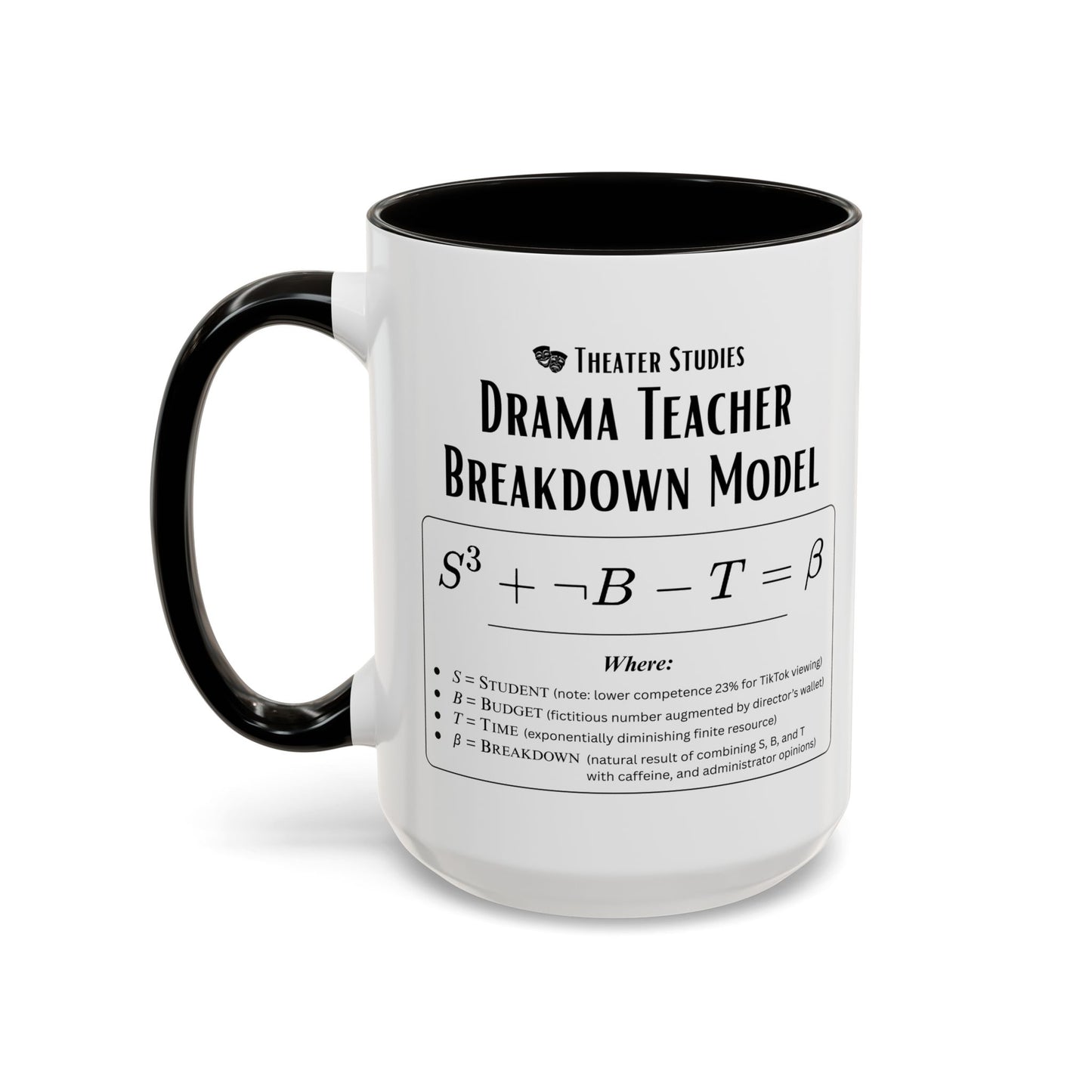 Theatre Math - Drama Teacher Breakdown Formula Mug - Funny Theater Science Joke Coffee Cup for Directors & Educators (11oz / 15oz)
