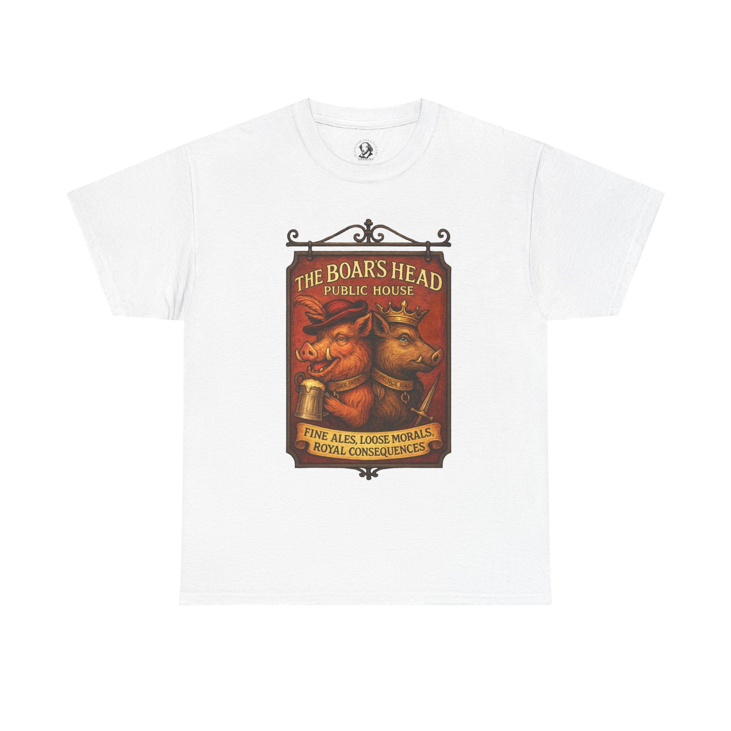 Shakespeare Gift - The Boars Head Pub Shirt - Falstaff & Hals Eastcheap Tavern Sign - A Tee for Theatrical Scoundrels