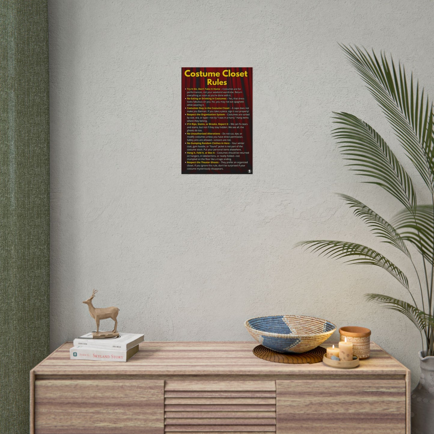 Costume Closet Rules Poster - Theater Classroom Wall Art - Drama Department Must-Have