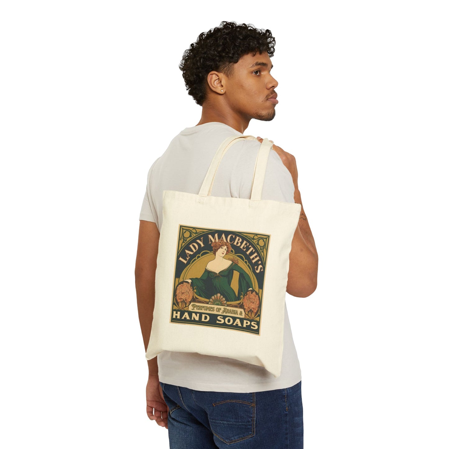 Lady Macbeth's Hand Soaps Tote Bag - 100% Cotton Canvas, Black or Natural - Shakespeare Theater Gift