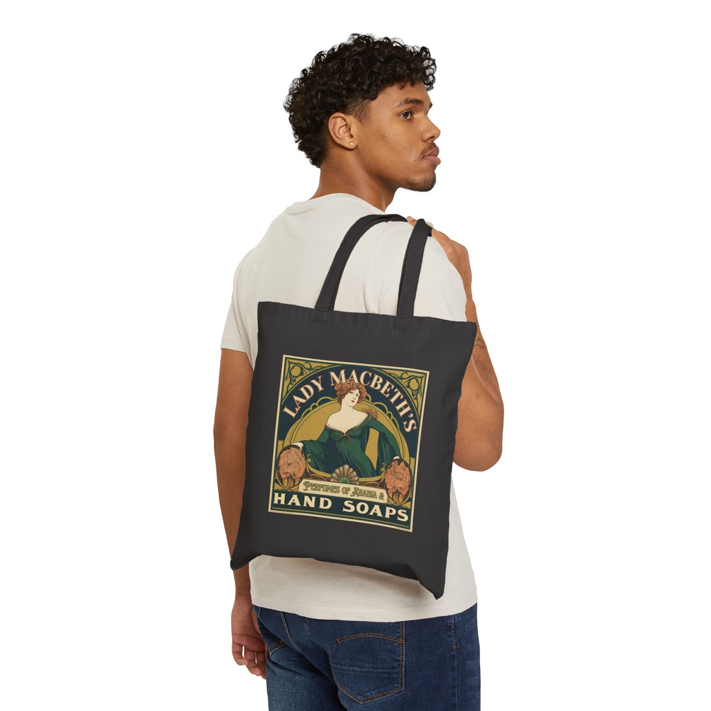 Lady Macbeth's Hand Soaps Tote Bag - 100% Cotton Canvas, Black or Natural - Shakespeare Theater Gift